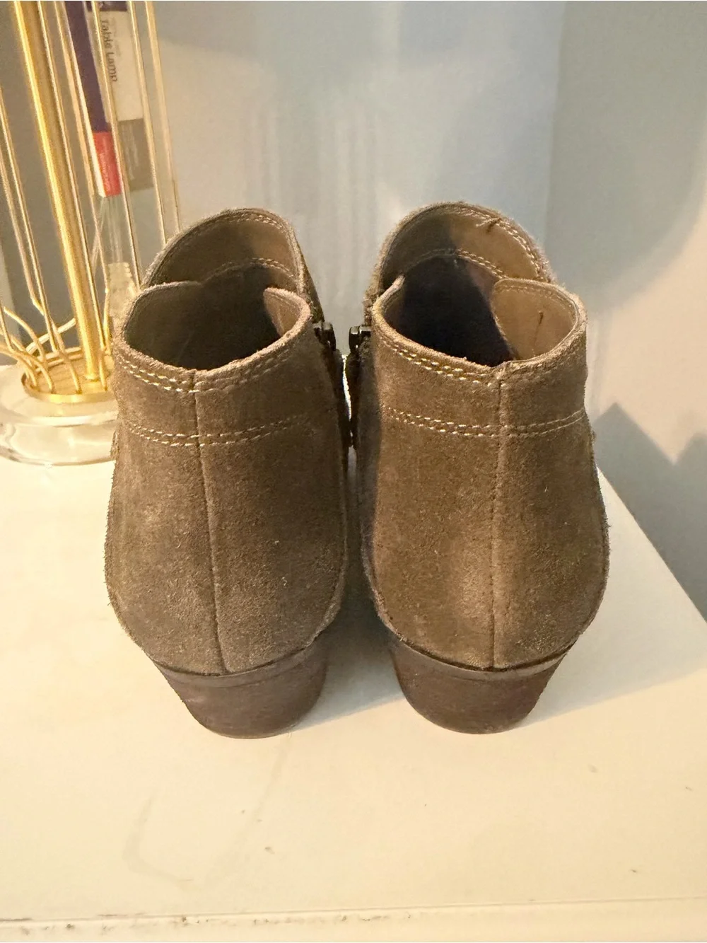 G.H. Bass & Co. Olive Suede Ankle Booties with Side Zip
